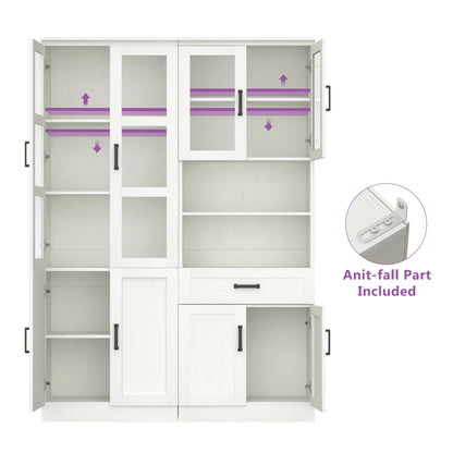 47.2'' Wide Farmhouse Pantry Storage Cabinet Set of 2, with Drawer and Adjustable Shelves