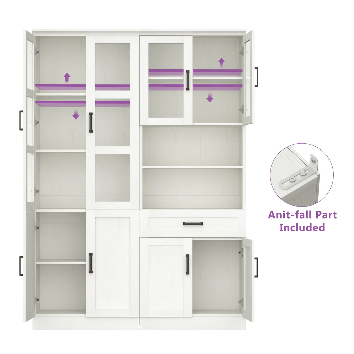 79.7 Tall Pantry Storage Cabinet 4 Piece Set, 94.4'' Width Pantry Set with 2 Drawers and Adjustable Shelves