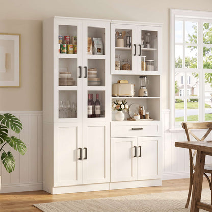 47.2'' Wide Farmhouse Pantry Storage Cabinet Set of 2, with Drawer and Adjustable Shelves