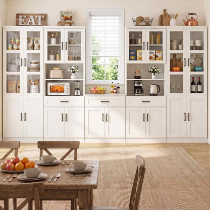 47.2'' Wide Farmhouse Pantry Storage Cabinet Set of 2, with Drawer and Adjustable Shelves
