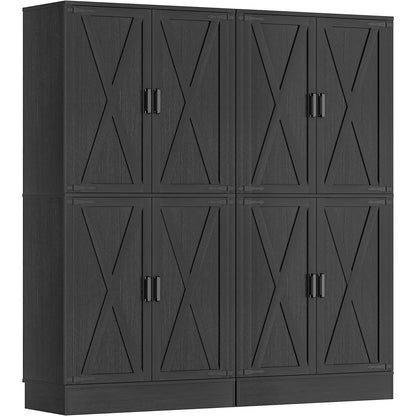63'' Width Kitchen Pantry Cabinet 2 Piece Set with Drawers & Adjustable Shelves, 70'' Tall