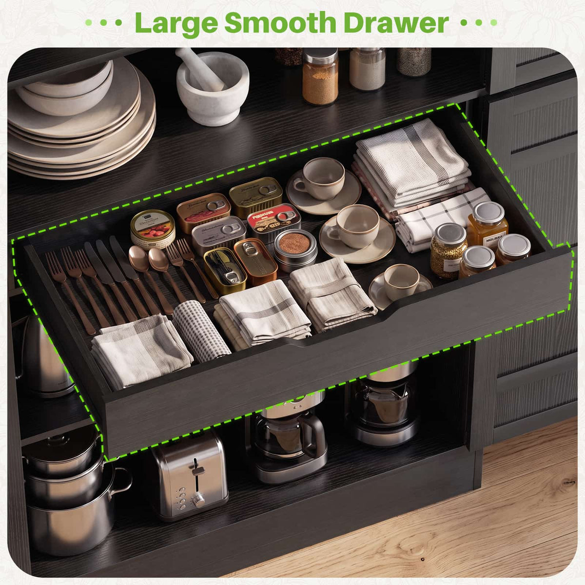 70'' Tall Kitchen Pantry Cabinet with Drawer and Adjustable Shelves