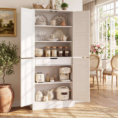 70'' Tall Kitchen Pantry Cabinet with Drawer and Adjustable Shelves