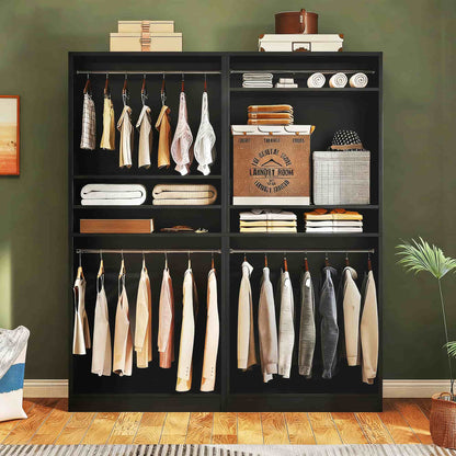 36" Freestanding Closet System with 2 Hanging Rods & Adjustable Shelves
