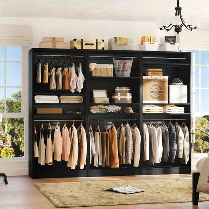 36" Freestanding Closet System with 2 Hanging Rods & Adjustable Shelves