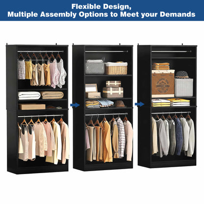 36" Freestanding Closet System with 2 Hanging Rods & Adjustable Shelves