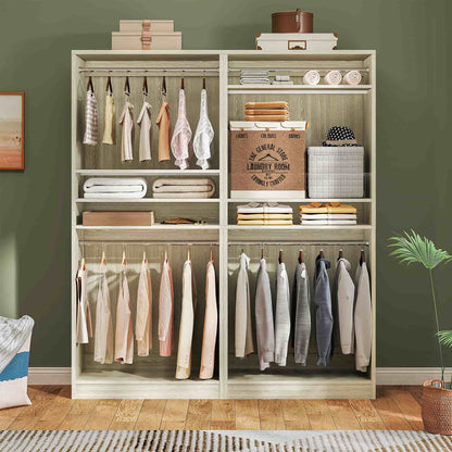 36" Freestanding Closet System with 2 Hanging Rods & Adjustable Shelves