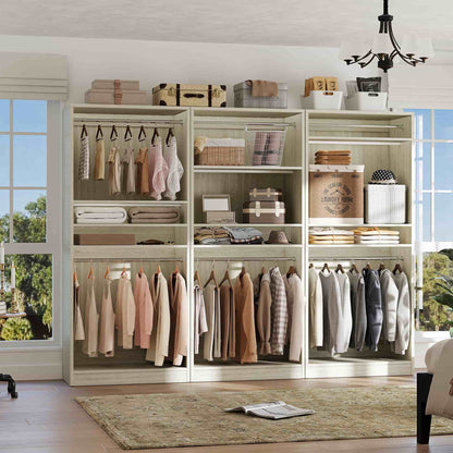 36" Freestanding Closet System with 2 Hanging Rods & Adjustable Shelves