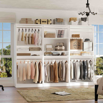 36" Freestanding Closet System with 2 Hanging Rods & Adjustable Shelves