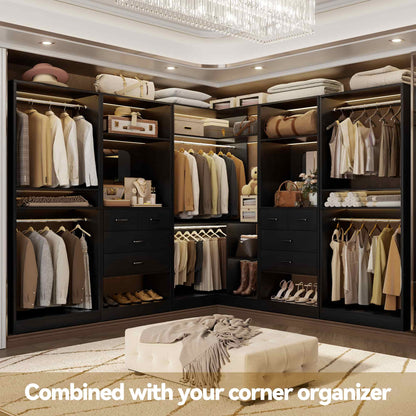 100 Inch(8.4ft) Walk-In Closet System with 8 Drawers and 4 Hanging Rods