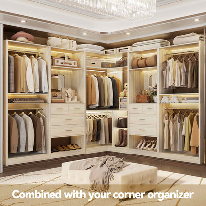 100 Inch(8.4ft) Walk-In Closet System with 8 Drawers and 4 Hanging Rods