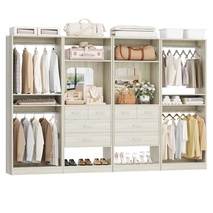 100 Inch(8.4ft) Walk-In Closet System with 8 Drawers and 4 Hanging Rods