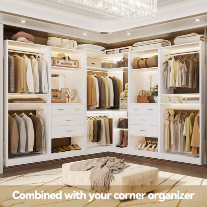 100 Inch(8.4ft) Walk-In Closet System with 8 Drawers and 4 Hanging Rods