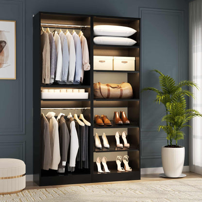 50" Walk-in Closet System 2 Sets with Hanging Rods & Adjustable Shelves