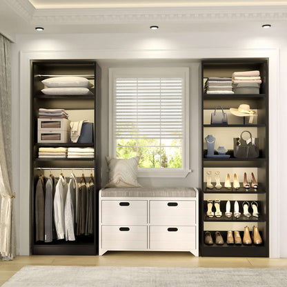50" Walk-in Closet System 2 Sets with Hanging Rods & Adjustable Shelves