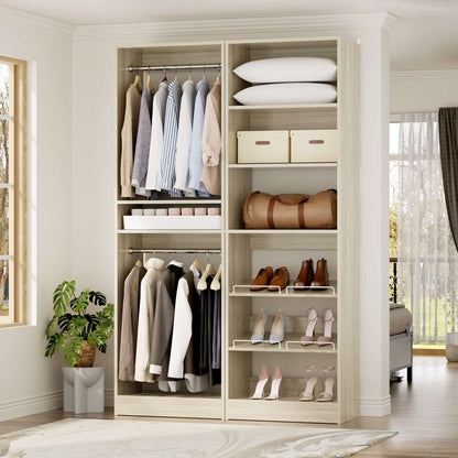 50" Walk-in Closet System 2 Sets with Hanging Rods & Adjustable Shelves