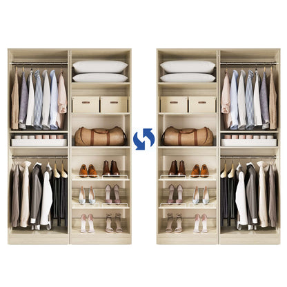 50" Walk-in Closet System 2 Sets with Hanging Rods & Adjustable Shelves