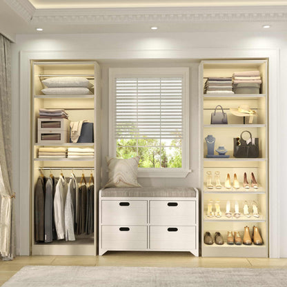 50" Walk-in Closet System 2 Sets with Hanging Rods & Adjustable Shelves