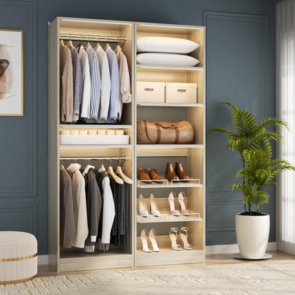 50" Walk-in Closet System 2 Sets with Hanging Rods & Adjustable Shelves