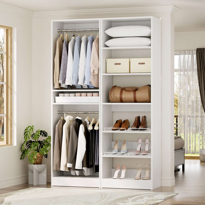 50" Walk-in Closet System 2 Sets with Hanging Rods & Adjustable Shelves
