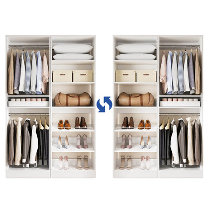 50" Walk-in Closet System 2 Sets with Hanging Rods & Adjustable Shelves