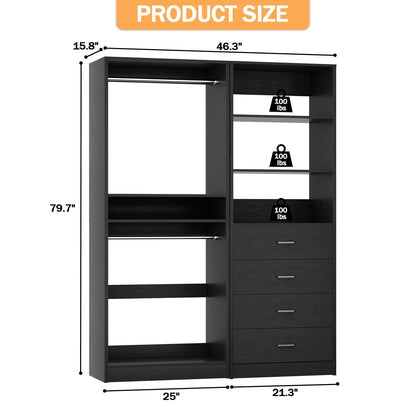 46.3''W 2-Piece Closet System with Drawers