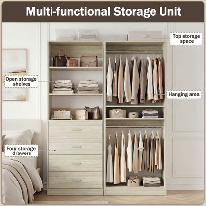 46.3''W 2-Piece Closet System with Drawers