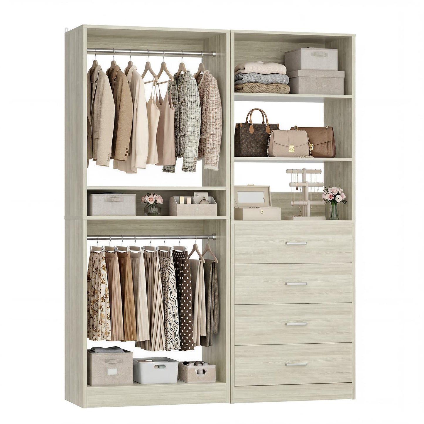 46.3''W 2-Piece Closet System with Drawers