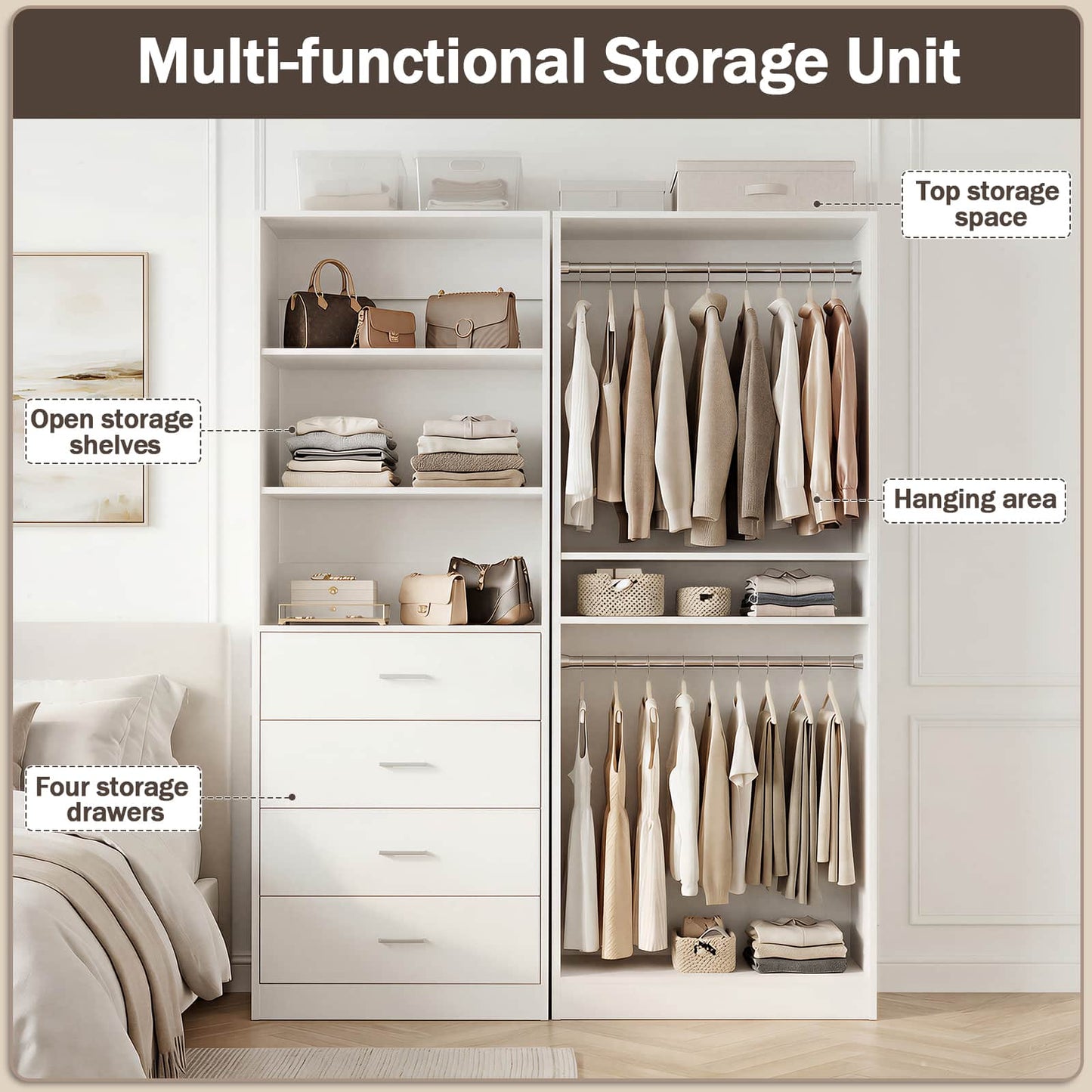 46.3''W 2-Piece Closet System with Drawers