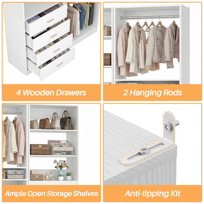 46.3''W 2-Piece Closet System with Drawers