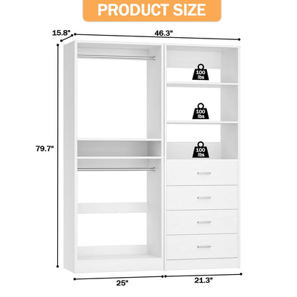 46.3''W 2-Piece Closet System with Drawers