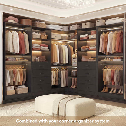 92.6" Closet System with 8 Drawers and 4 Hanging Rods, 4-Piece Set