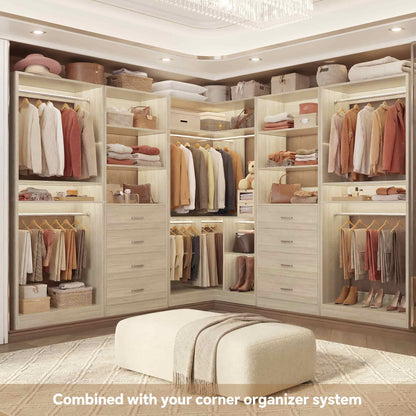 92.6" Closet System with 8 Drawers and 4 Hanging Rods, 4-Piece Set