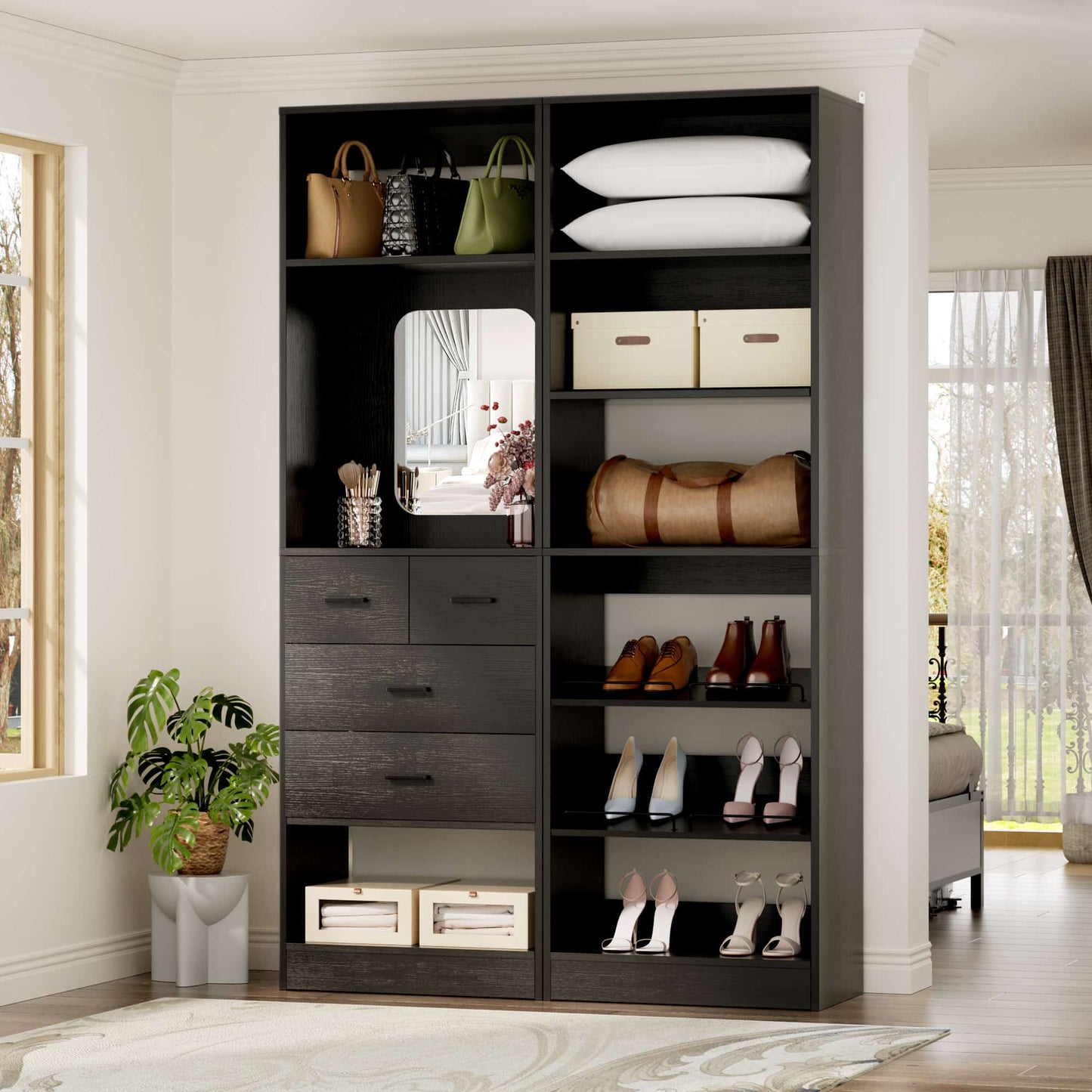 50'' Closet System with 4 Drawers & Adjustable Shelves
