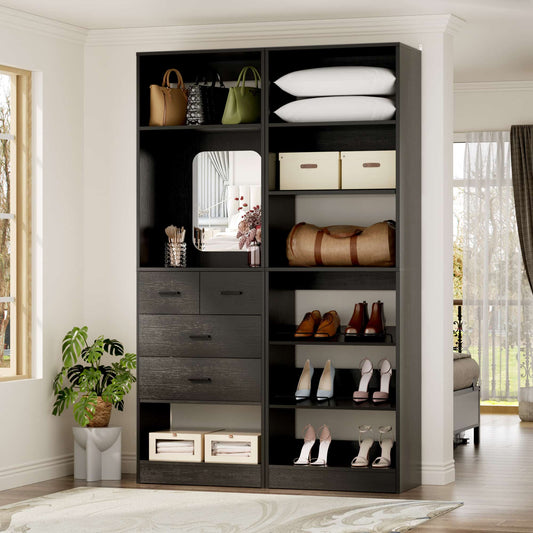 50'' Closet System with 4 Drawers & Adjustable Shelves