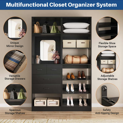 50'' Closet System with 4 Drawers & Adjustable Shelves