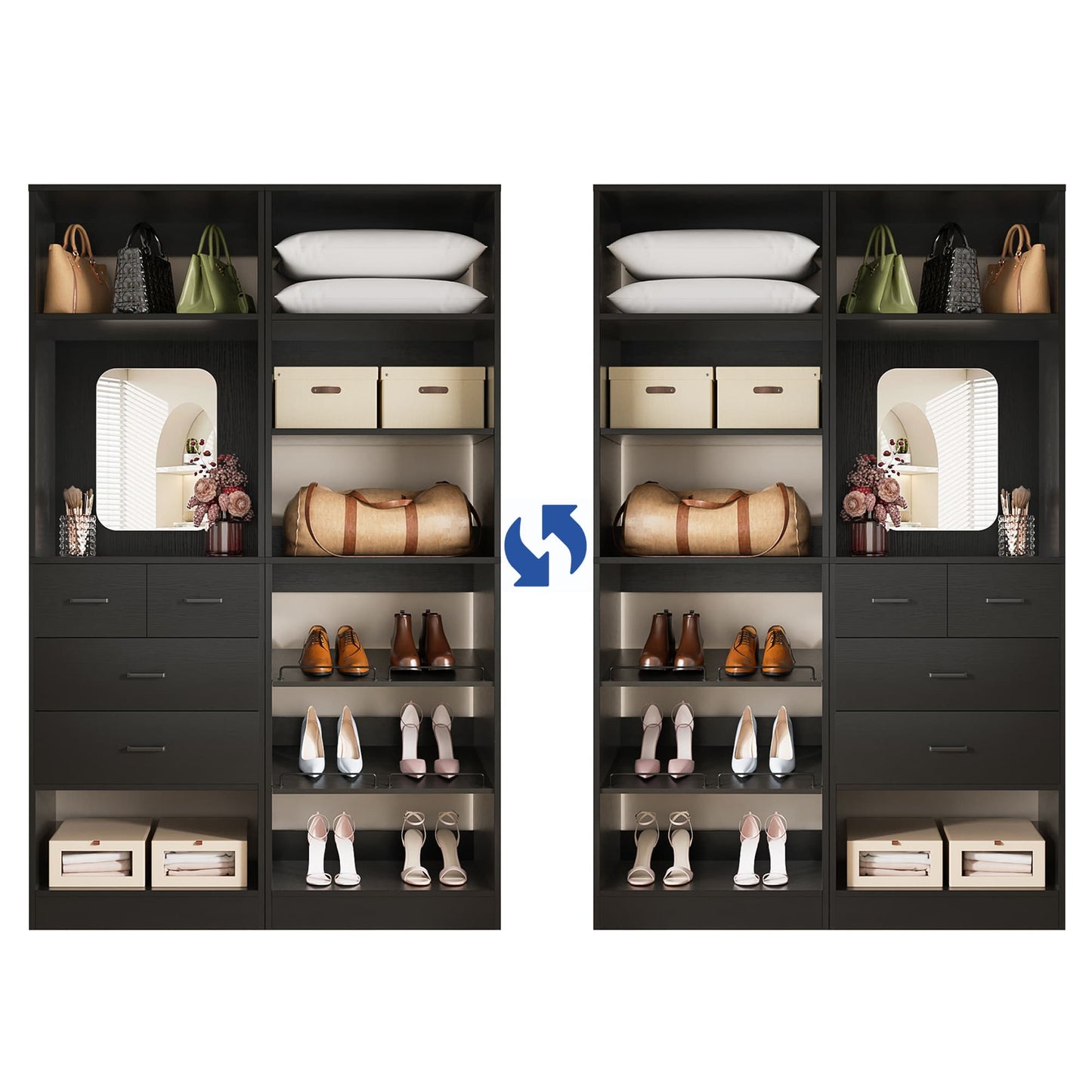 50'' Closet System with 4 Drawers & Adjustable Shelves