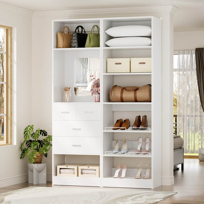 50'' Closet System with 4 Drawers & Adjustable Shelves