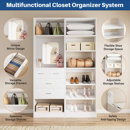 50'' Closet System with 4 Drawers & Adjustable Shelves