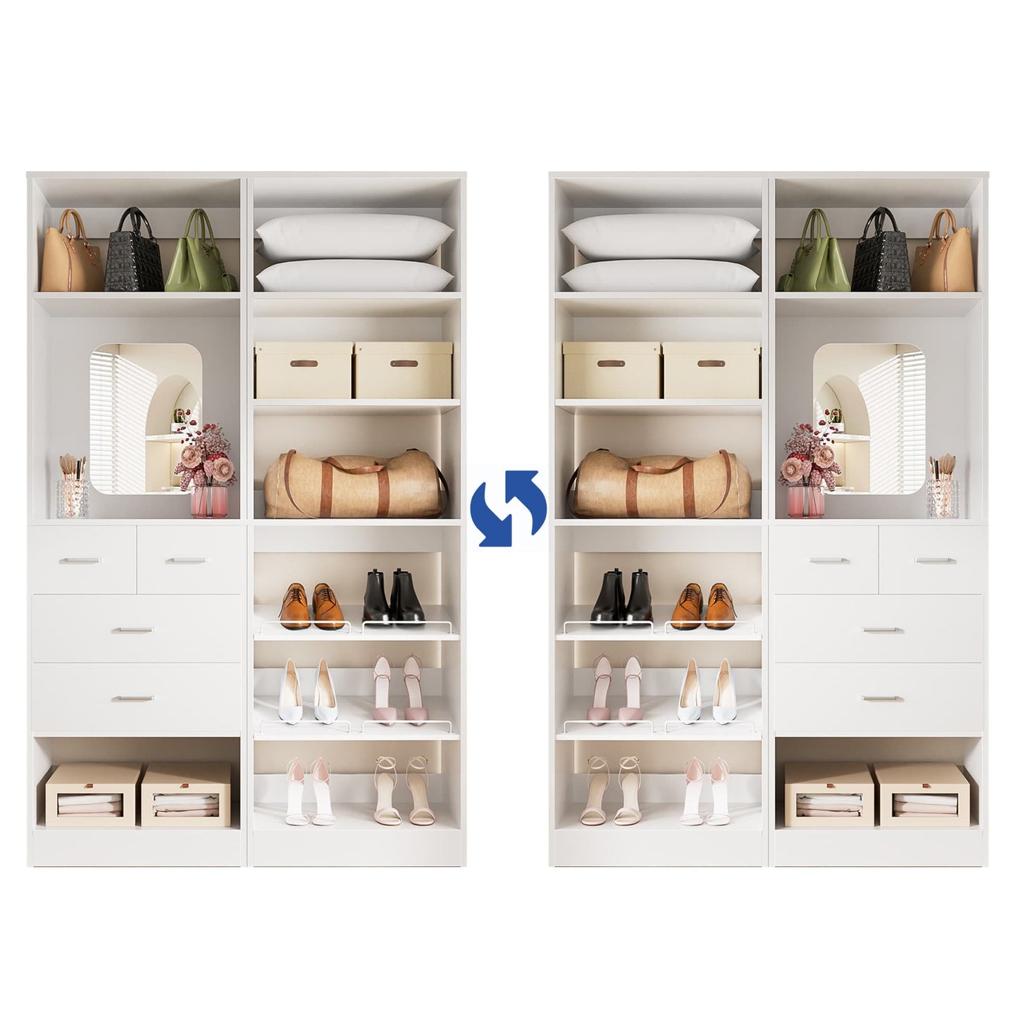 50'' Closet System with 4 Drawers & Adjustable Shelves