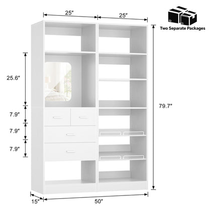 50'' Closet System with 4 Drawers & Adjustable Shelves
