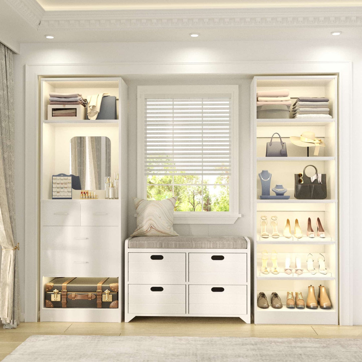 50'' Closet System with 4 Drawers & Adjustable Shelves