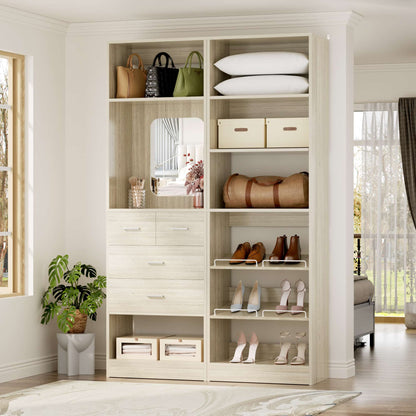 50'' Closet System with 4 Drawers & Adjustable Shelves