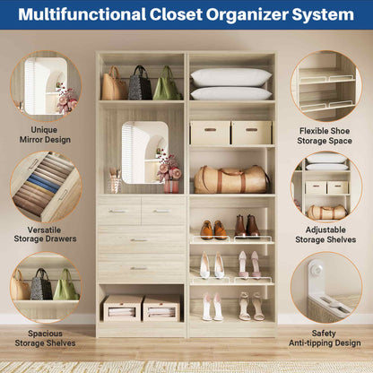 50'' Closet System with 4 Drawers & Adjustable Shelves