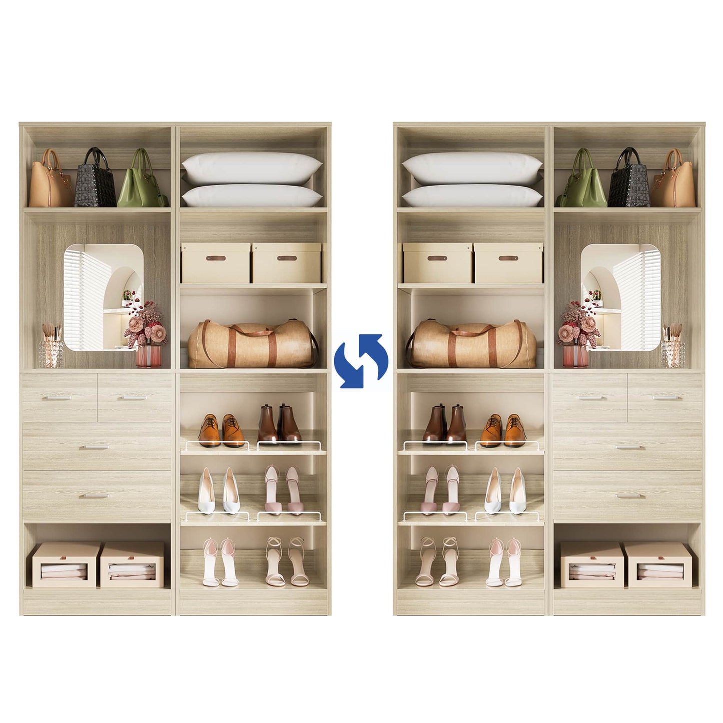 50'' Closet System with 4 Drawers & Adjustable Shelves