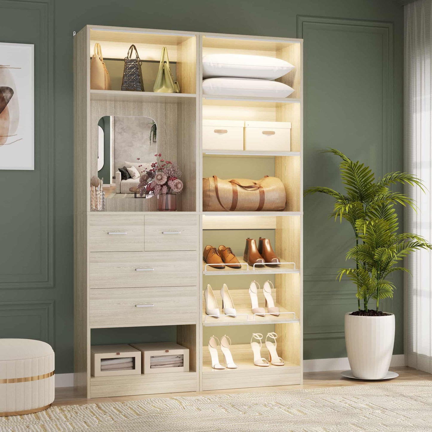 50'' Closet System with 4 Drawers & Adjustable Shelves