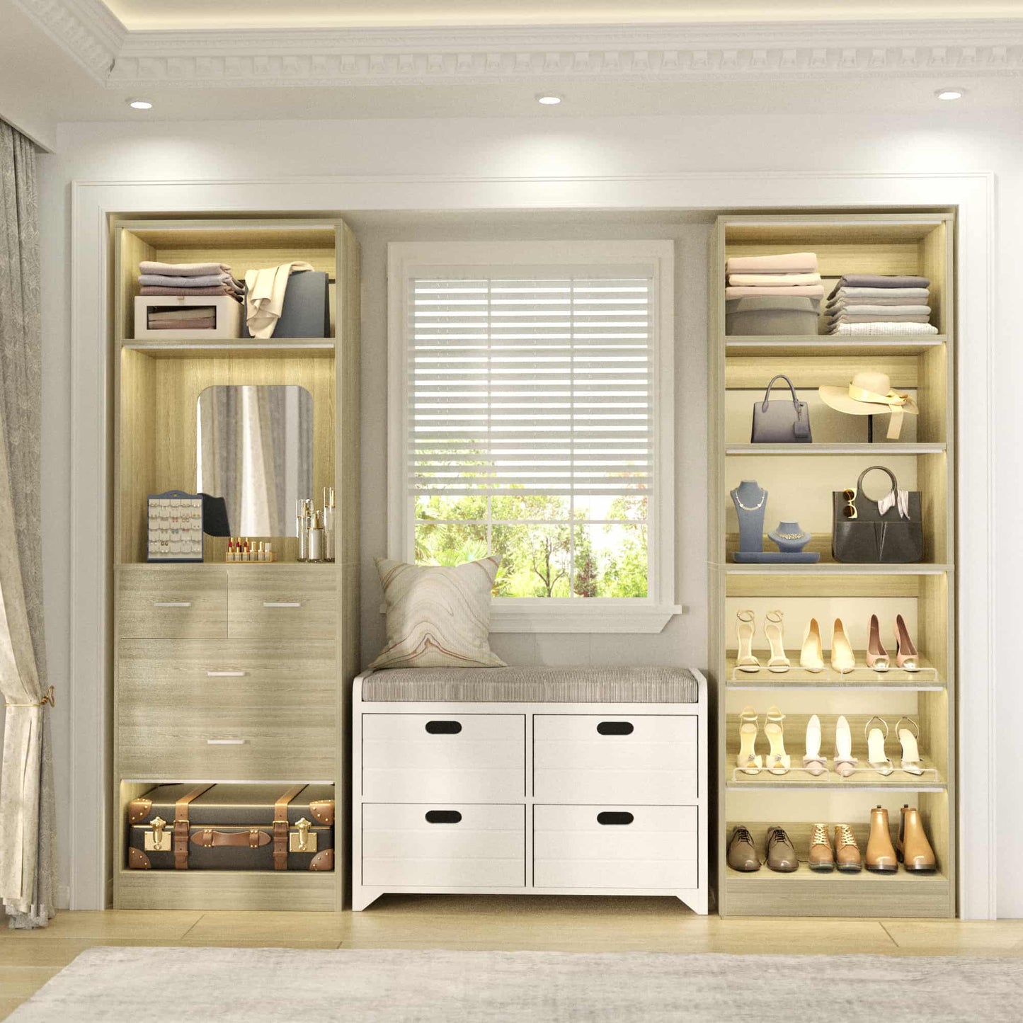 50'' Closet System with 4 Drawers & Adjustable Shelves