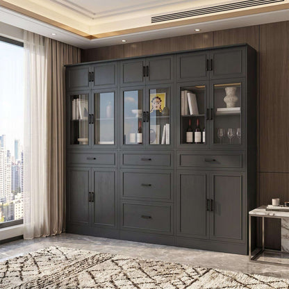Farmhouse Storage Cabinet Bundle - 2-Pack 80" Tall Pantry Set + Single Tall Pantry Cabinet with Drawers, Space-Saving Design for Kitchen, Living Room & Bathroom