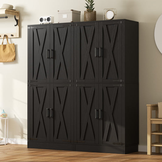 71'' Tall Farmhouse Kitchen Pantry Cabinet with Drawer and Adjustable Shelves, 2 Packs