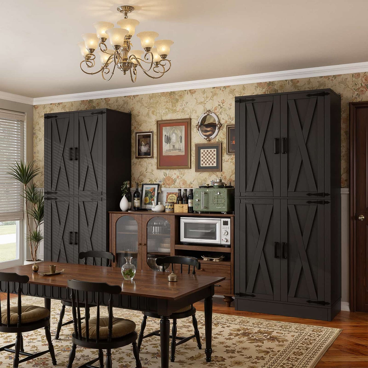 71'' Tall Farmhouse Kitchen Pantry Cabinet with Drawer and Adjustable Shelves, 2 Packs